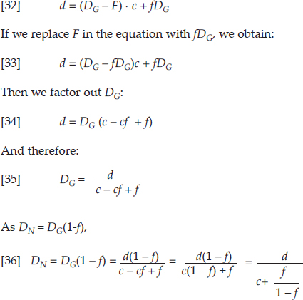 If we substitute into this equation the value of DN in formula [29] and the value of F in [30], we obtain: