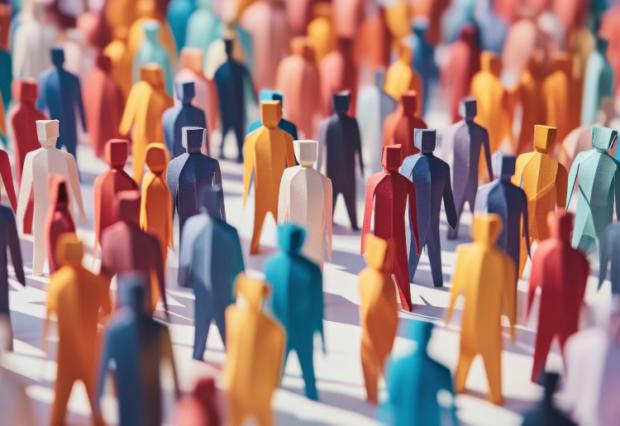 crowd of paper figures 