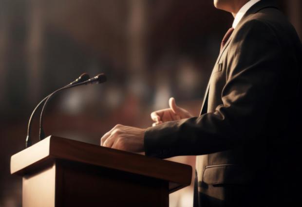 politician at podium