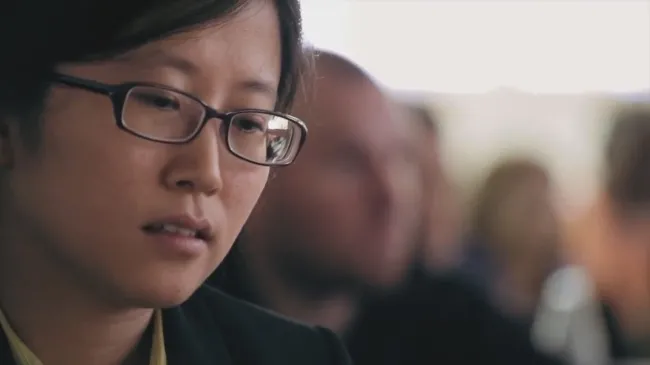 Student in Wolfe Lecture Hall