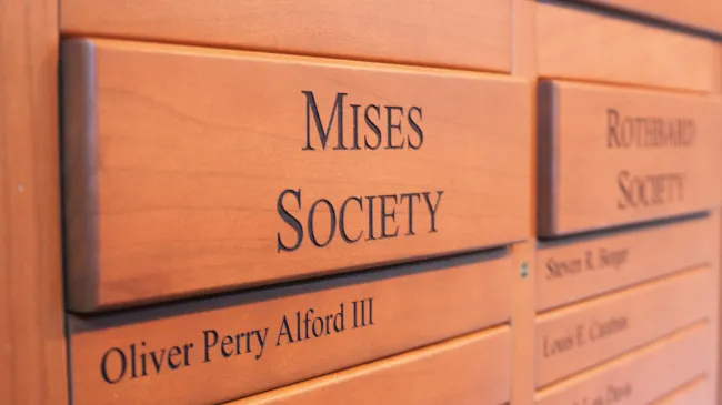 Mises Society donor plaques close up photo