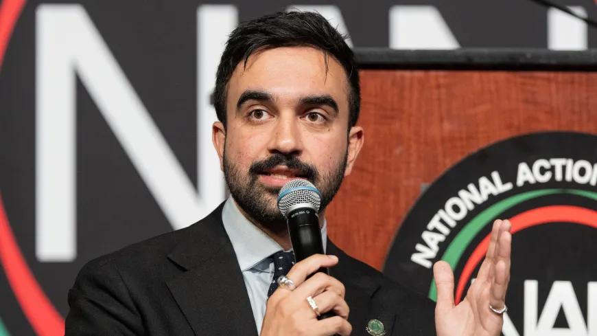 Zohran Mamdani speaks at a candidate forum in New York City