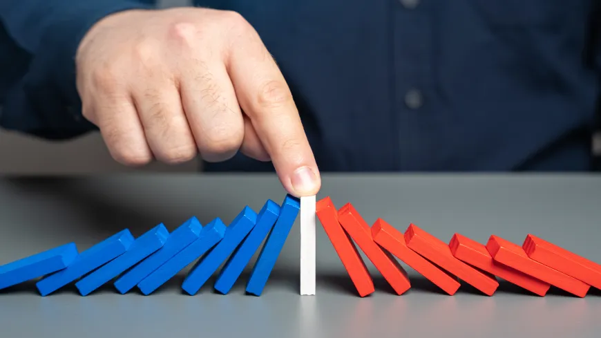 Red, white, and blue dominos 