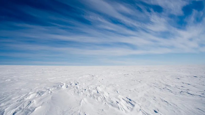 The ice cap covering Greenland