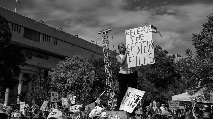 A protest over the Epstein Files