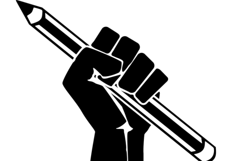 Raised Fist with Pencil Marxism